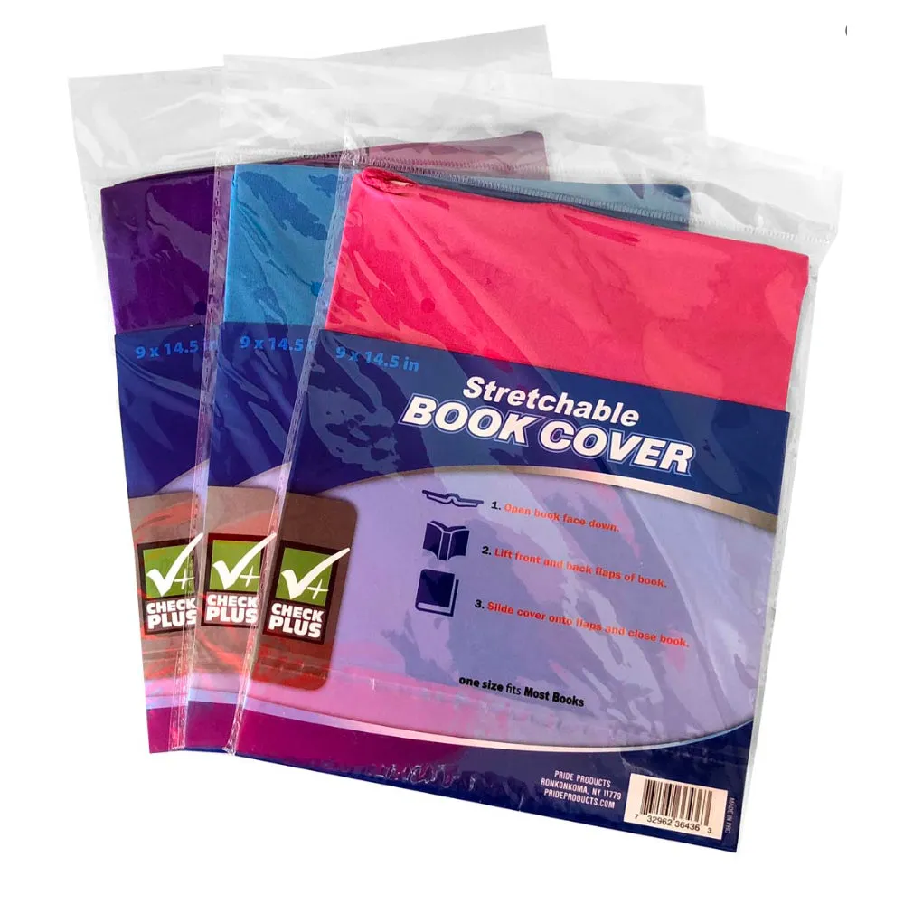 3X Stretchable Book Covers School College Jumbo One Size Fits Most Fabric Colors