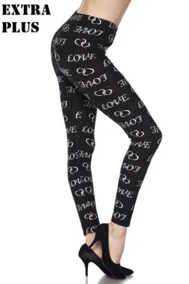3X4X EXTRA PLUS Script Love Print Leggings