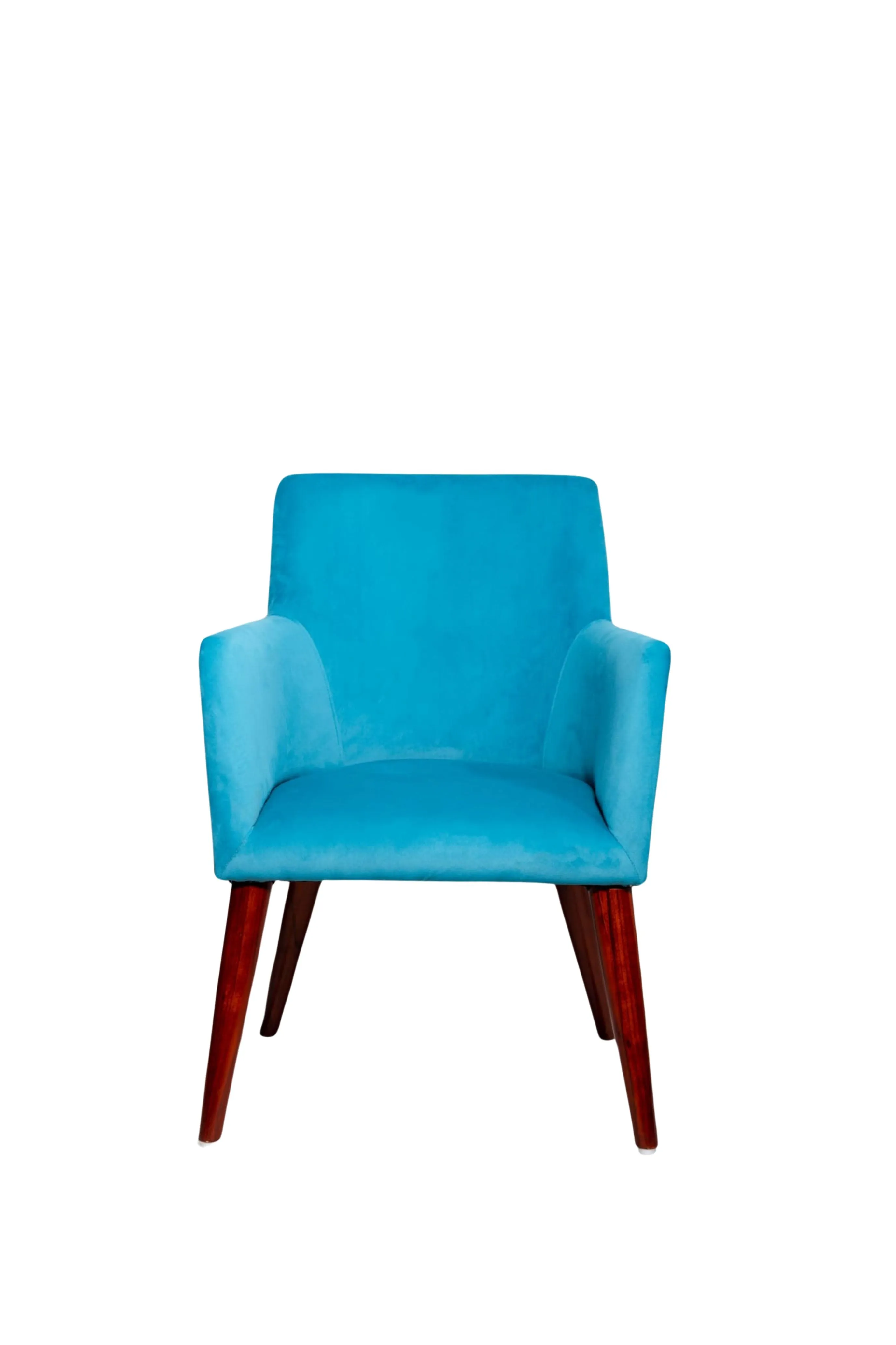 Aqua Blue Arm Chair With 3D Back Print & Polished Leg