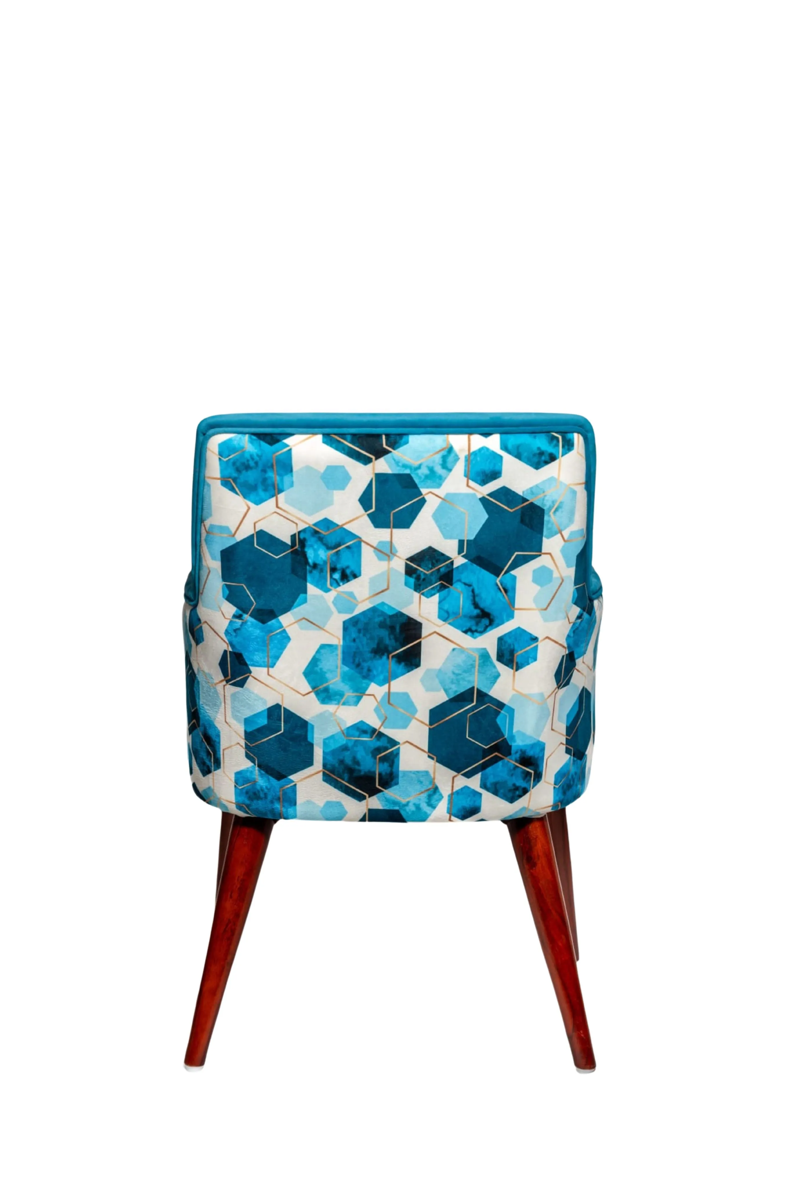 Aqua Blue Arm Chair With 3D Back Print & Polished Leg