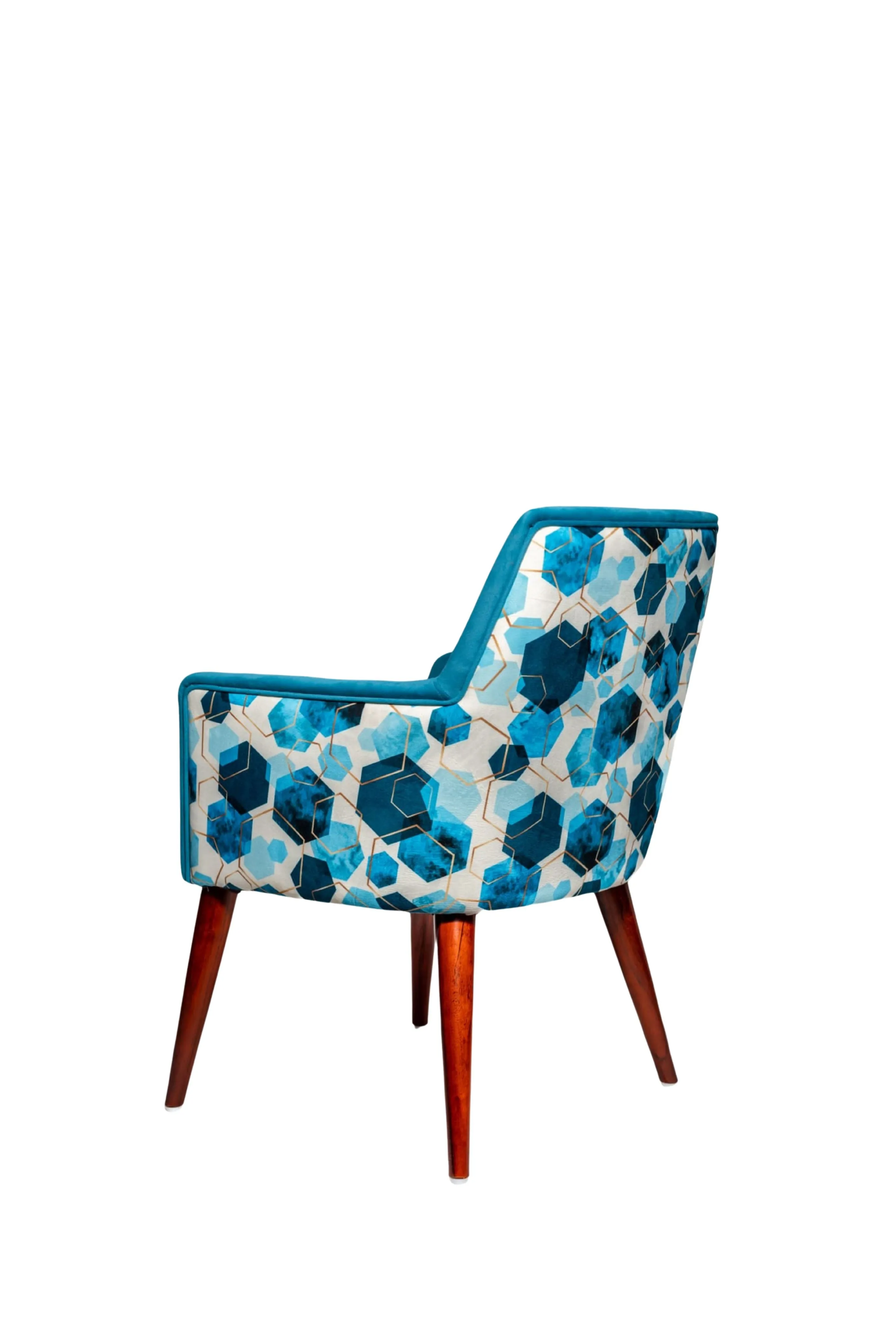 Aqua Blue Arm Chair With 3D Back Print & Polished Leg