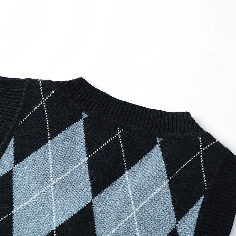 Argyle Skull Knitted Sweater Vest