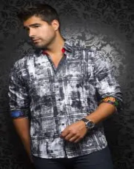 Au Noir Cruz Dress Shirt black and white