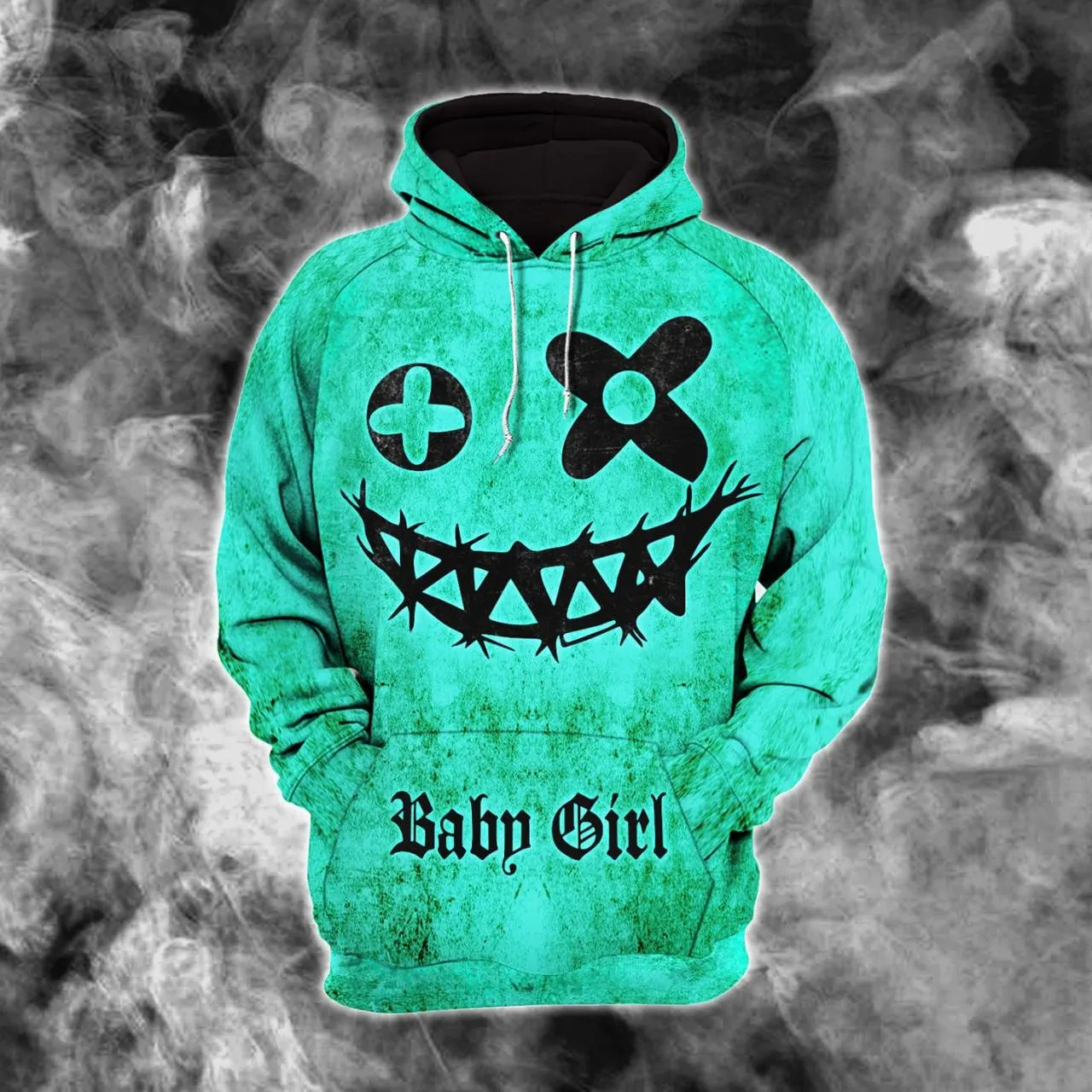 Baby Green Horror Smile Combo Hoodie and Leggings