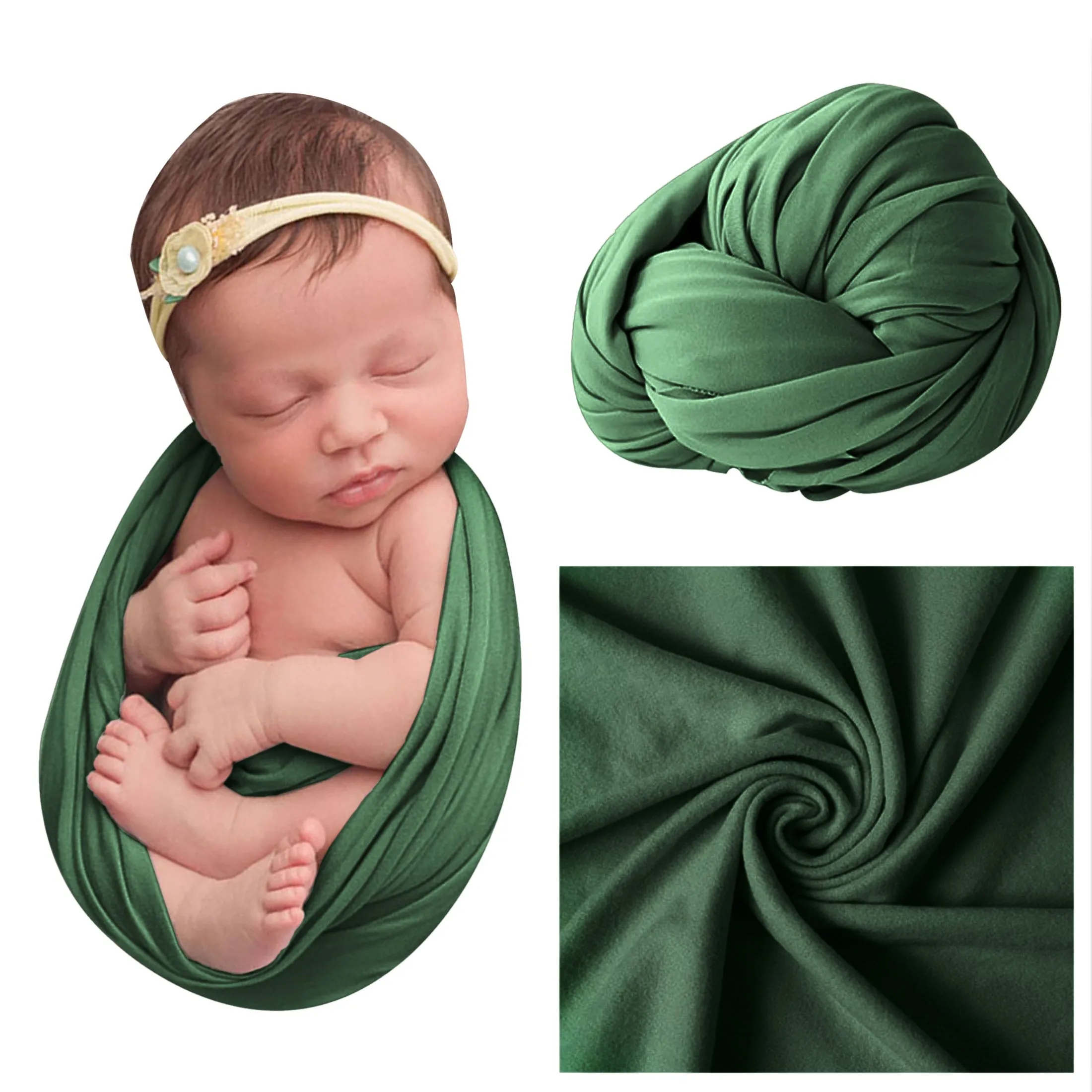 Babymoon Jersey Stretchable Baby Photography Shoot Wrap Cloth- Persian Green