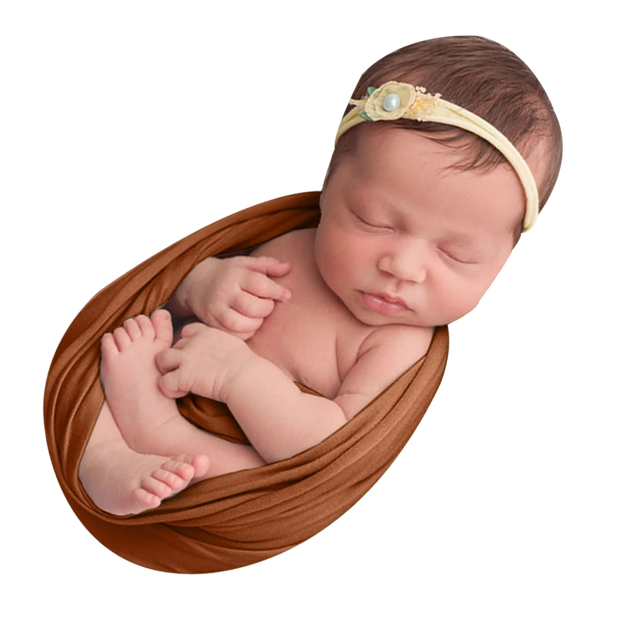 Babymoon Jersey Stretchble Baby Photography Shoot Wrap Cloth- Light Brown