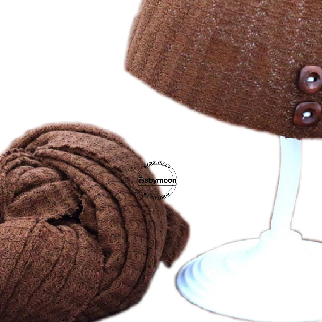 Babymoon Stretchable Baby Wrap & Knotty Cap New Born Photography Photoshoot Prop-Brown
