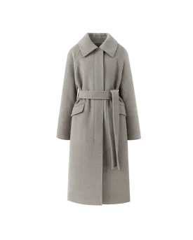 Balmacaan Coat In Gray Beige