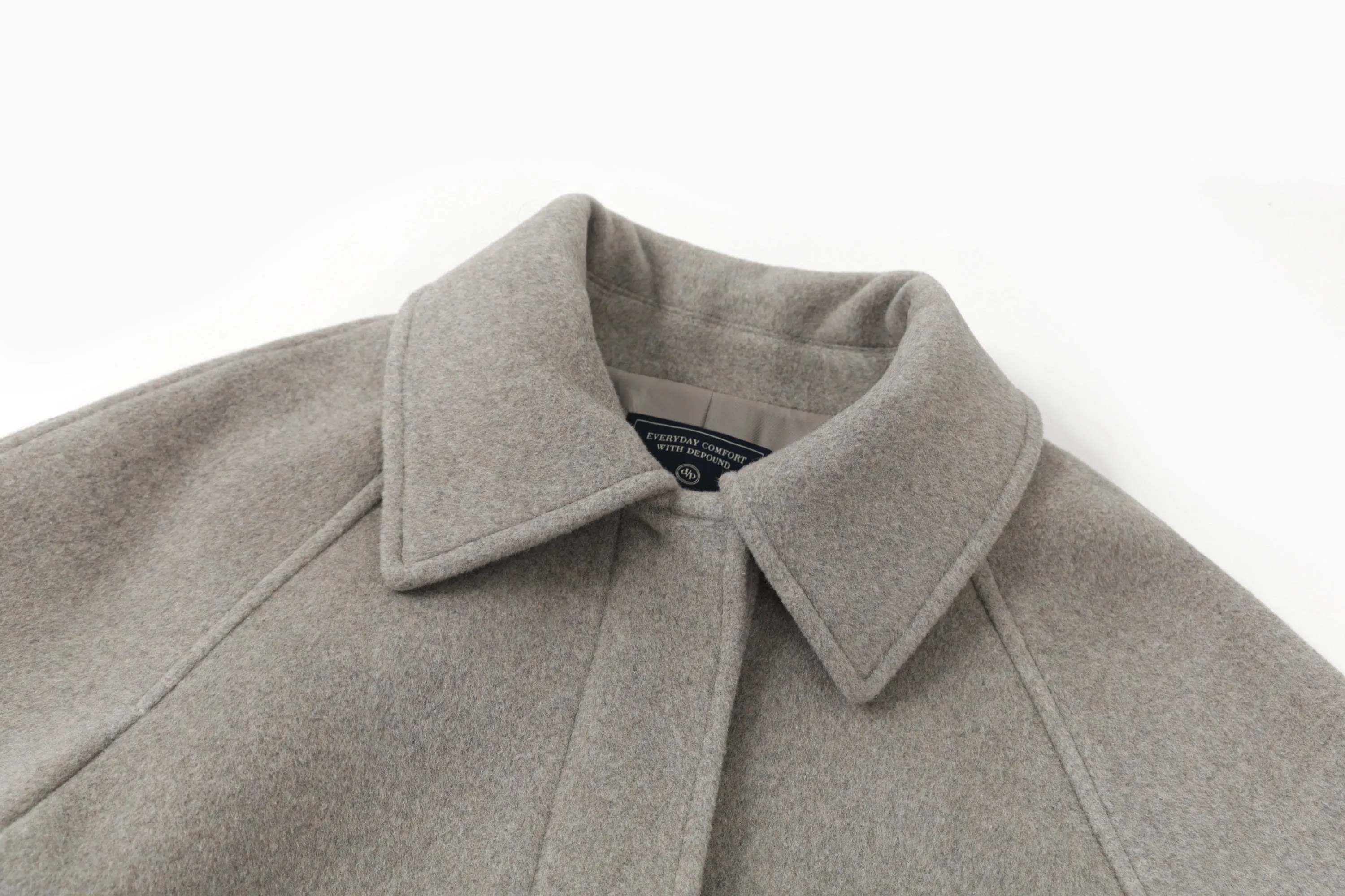 Balmacaan Coat In Gray Beige