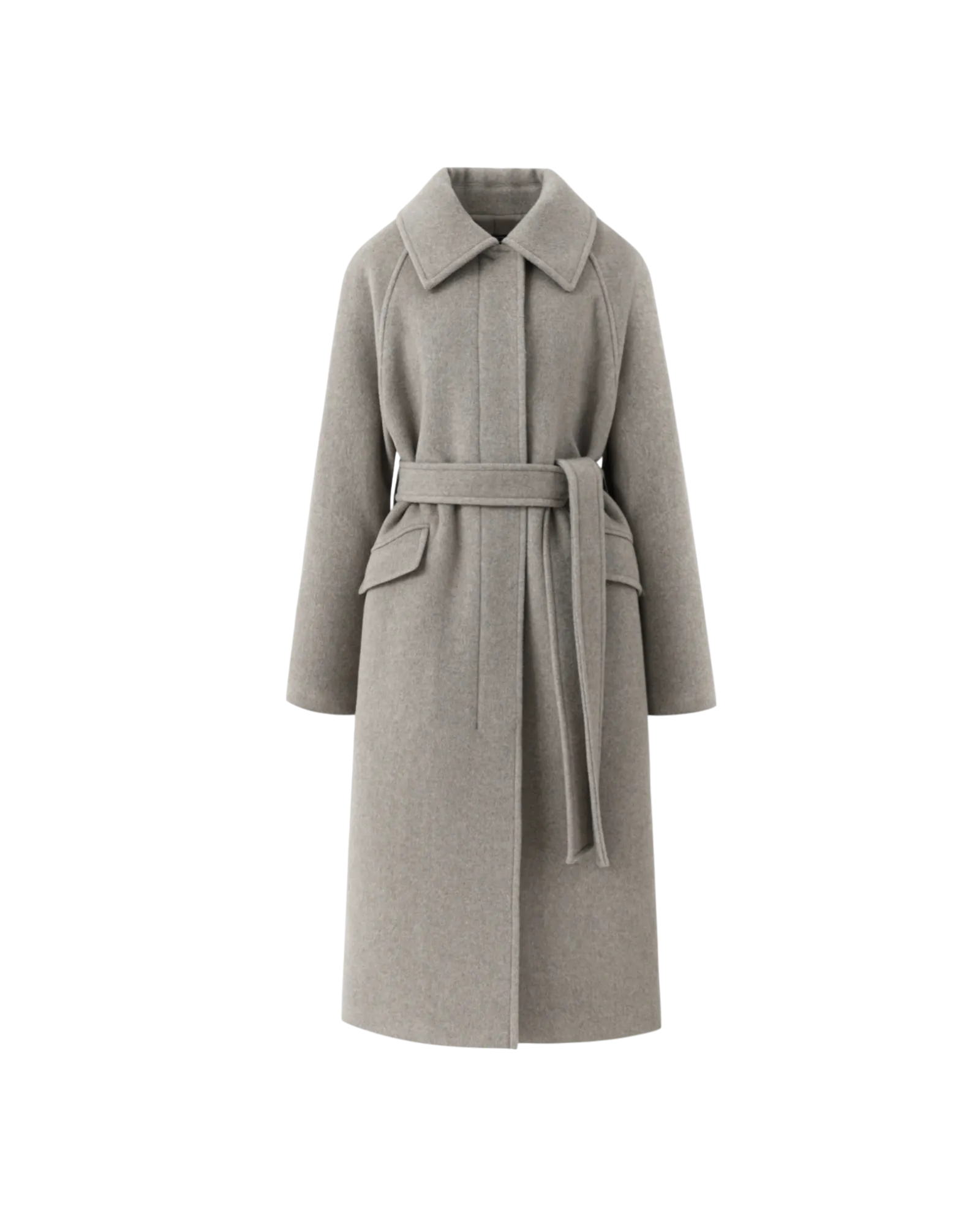 Balmacaan Coat In Gray Beige