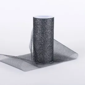 Black - Premium Glitter Tulle Fabric ( W: 6 Inch | L: 10 Yards )