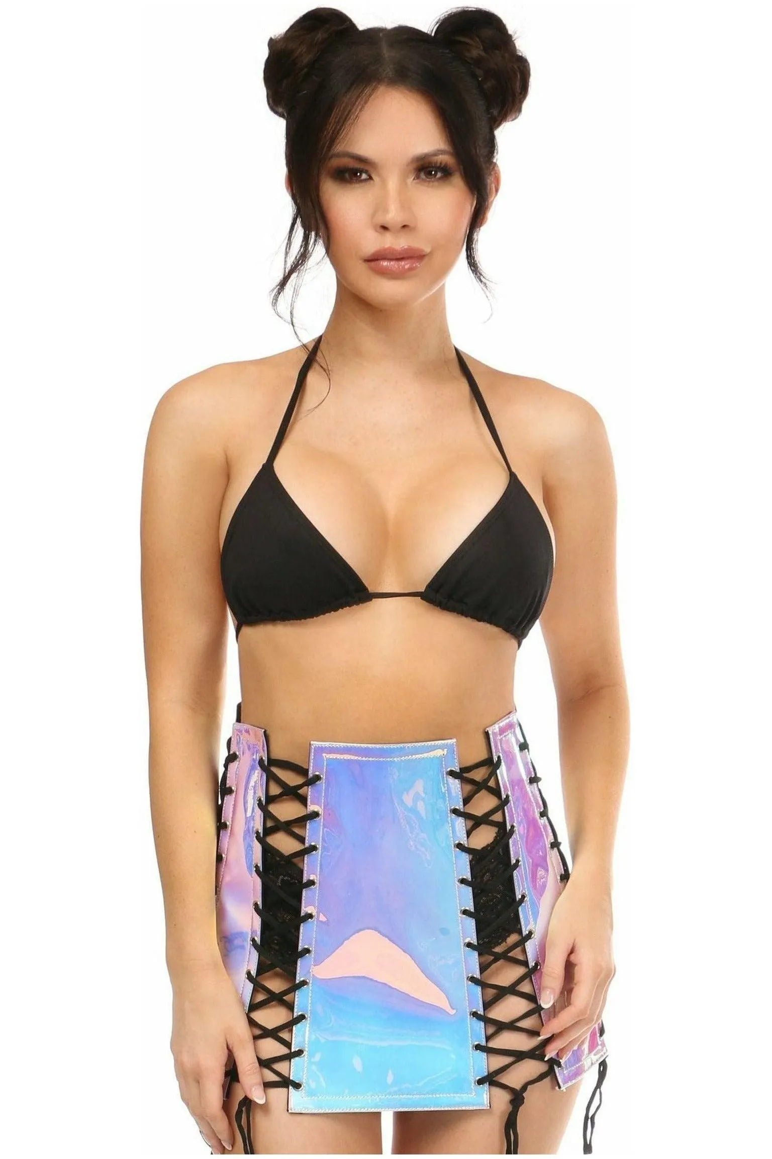 Blue/Purple Holo Lace-Up Skirt