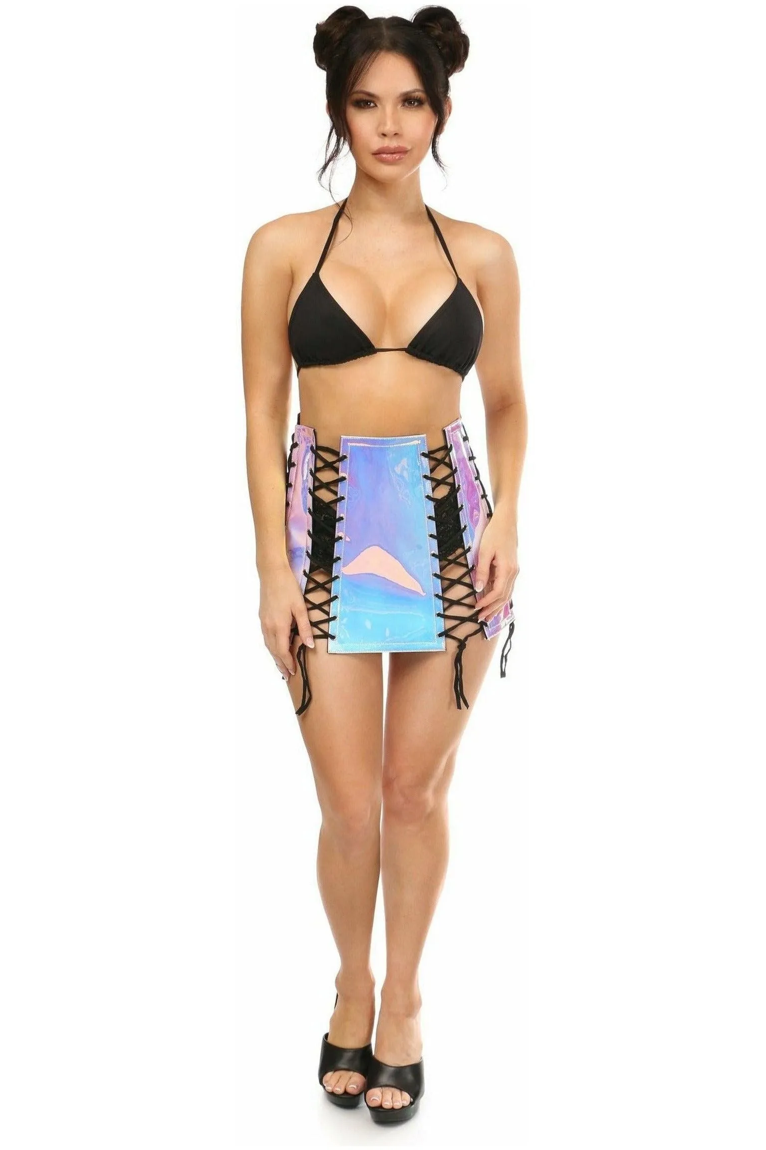 Blue/Purple Holo Lace-Up Skirt