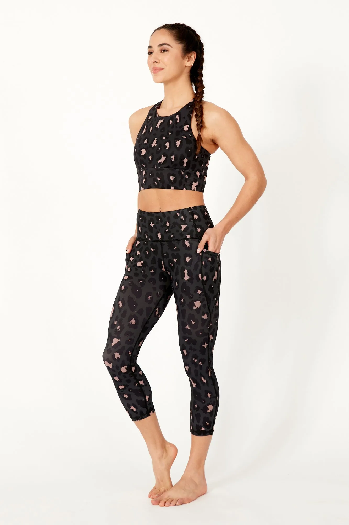 Blush Leopard High Waisted 7/8 Pocket Legging