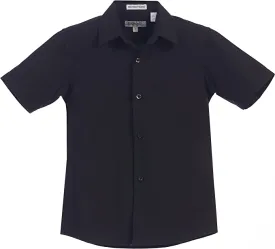 Boy's Short Sleeve Solid Dress Shirt -Black