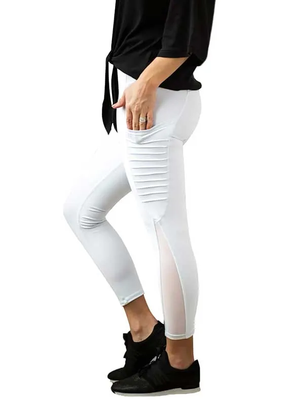 Butt Lifting Mesh Patchwork Pocket Capri Leggings