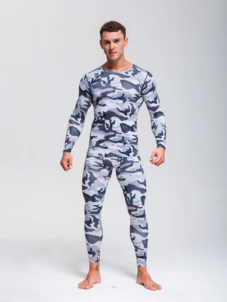Camouflage Suit  Men's Thermal Underwear Quick-Drying Sportswear  Long Johns Winter Thermal Underwear Rashgard Male  Sport Suit