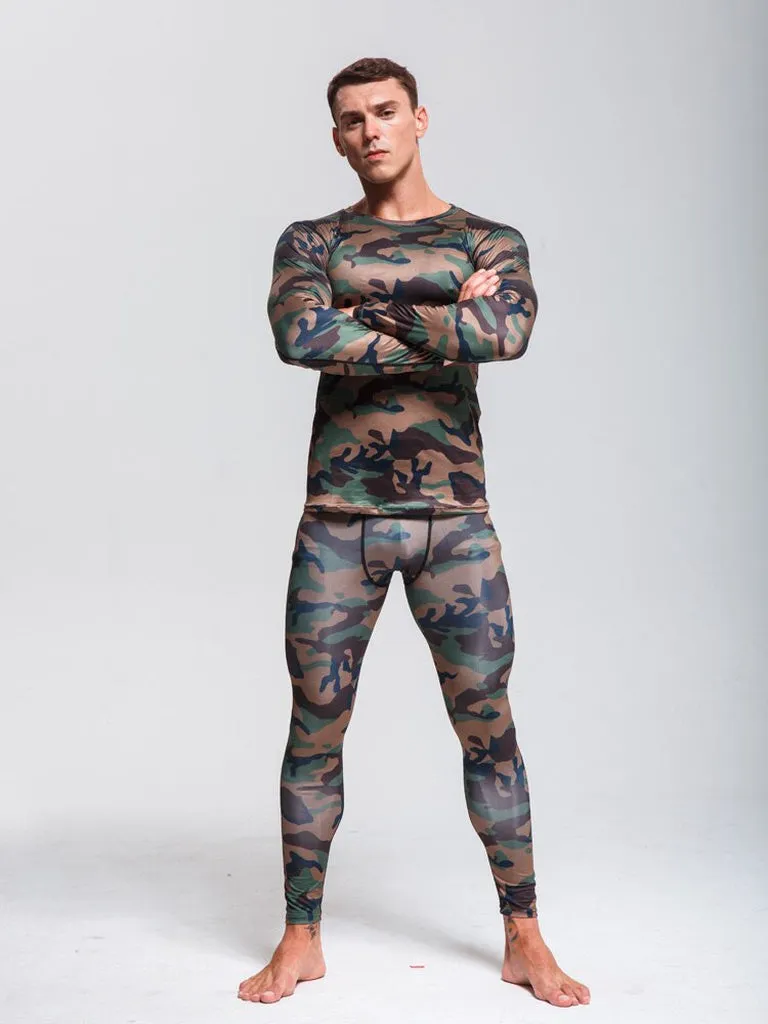 Camouflage Suit  Men's Thermal Underwear Quick-Drying Sportswear  Long Johns Winter Thermal Underwear Rashgard Male  Sport Suit