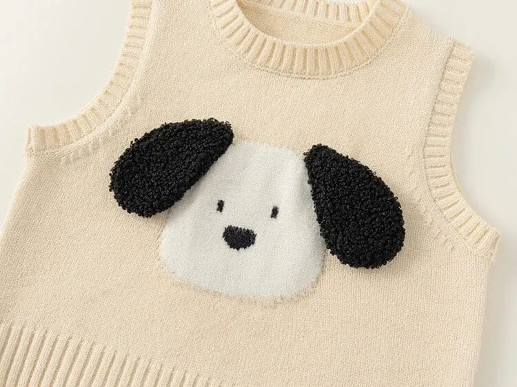 Cartoon Puppy Knitted Vest