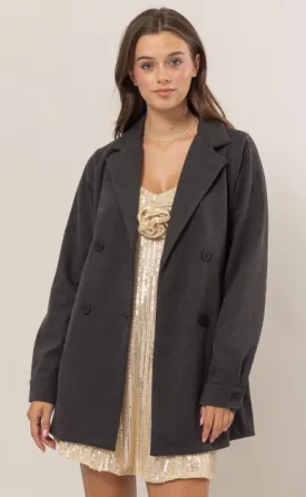 Charcoal Twill Peacoat