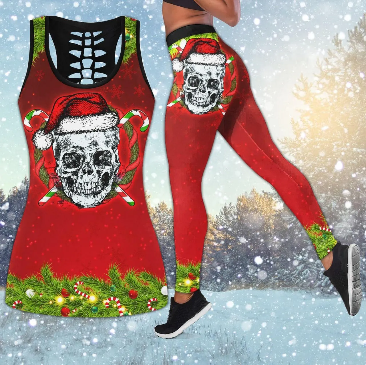 Christmas Santa Skull Combo Tanktop & Leggings