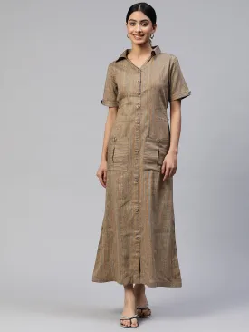 Cottinfab Striped Shirt Maxi Shirt Dress