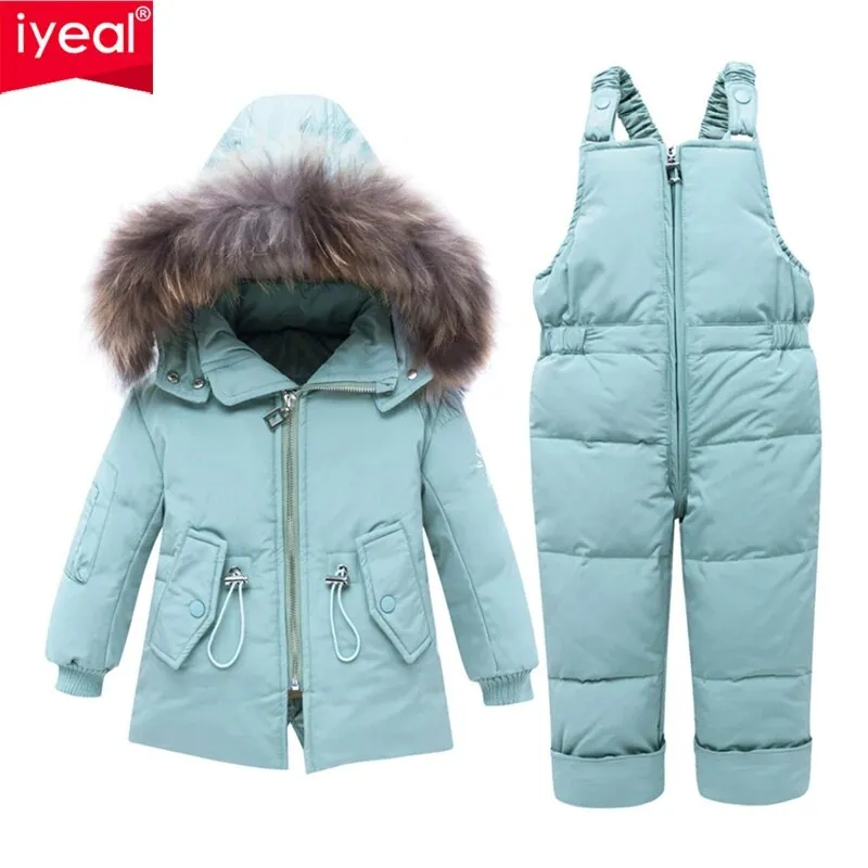 Cozy Kids Winter Coat Set with Real Fur Hood - Stylish 2-Piece Costume