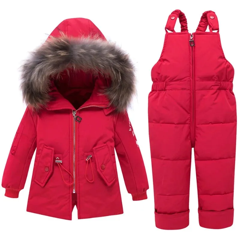 Cozy Kids Winter Coat Set with Real Fur Hood - Stylish 2-Piece Costume