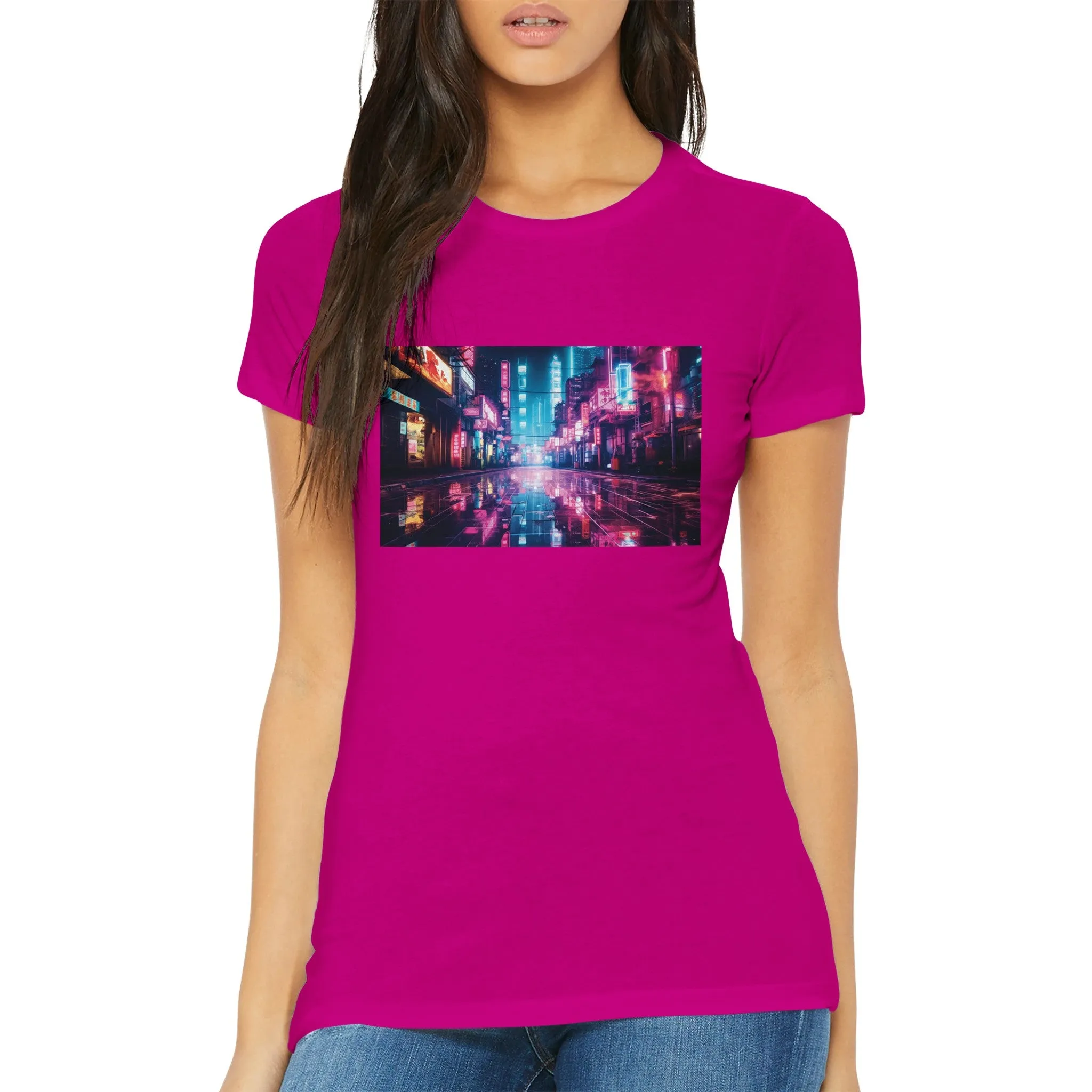 Cyperpunk Artwork City One Premium Womens Crewneck T-shirt