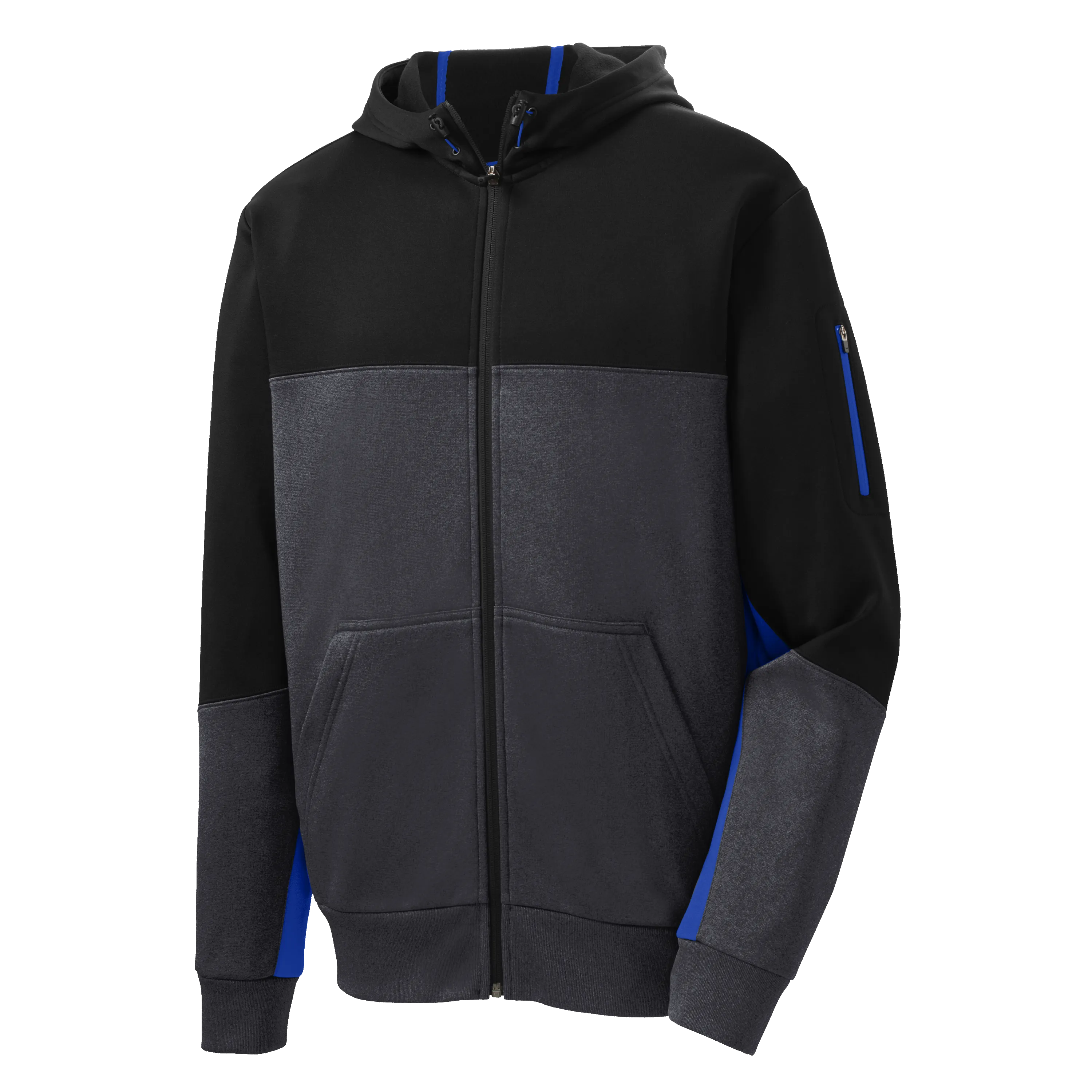 D1550 Mens Fleece Colorblock Full-Zip Hooded Jacket