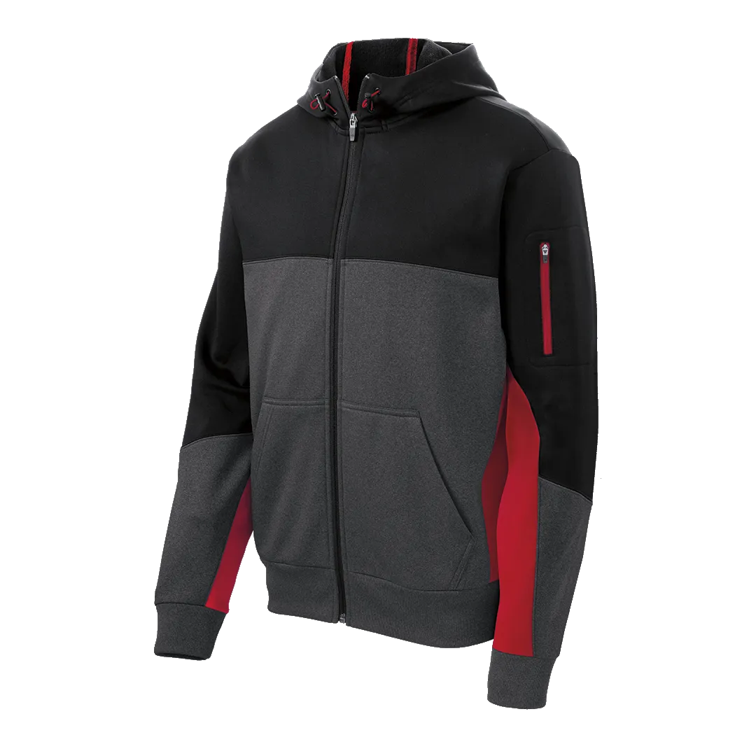 D1550 Mens Fleece Colorblock Full-Zip Hooded Jacket