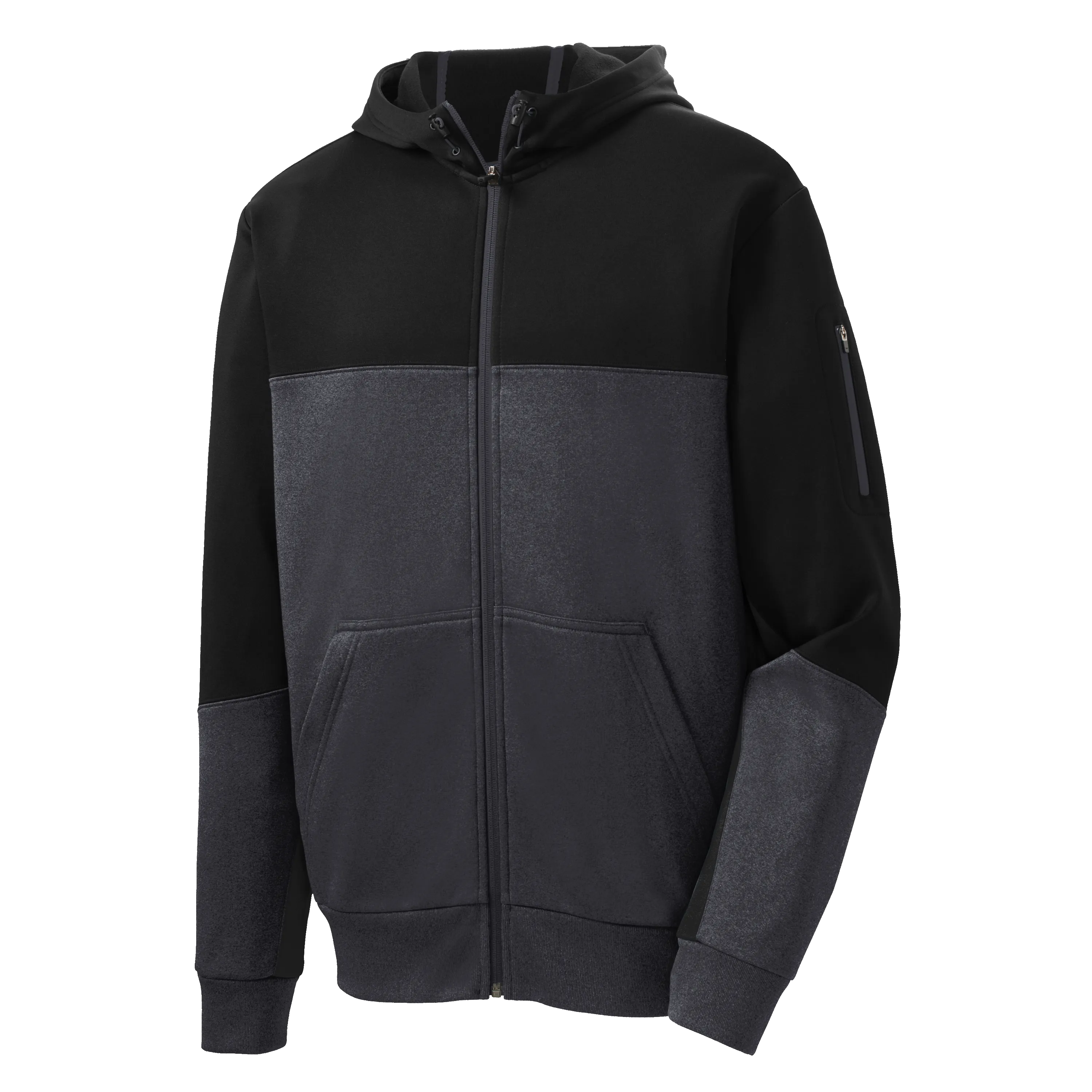 D1550 Mens Fleece Colorblock Full-Zip Hooded Jacket
