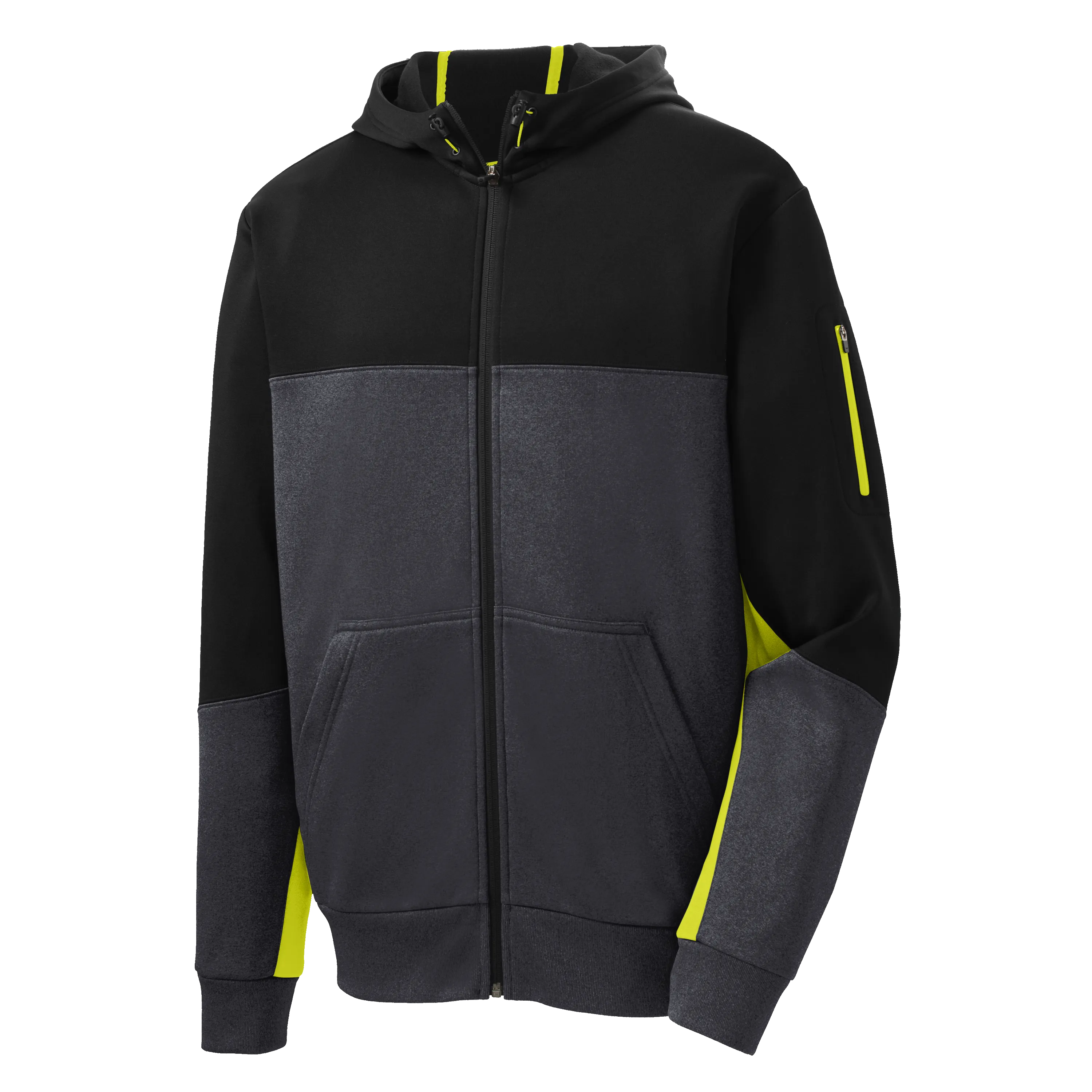 D1550 Mens Fleece Colorblock Full-Zip Hooded Jacket