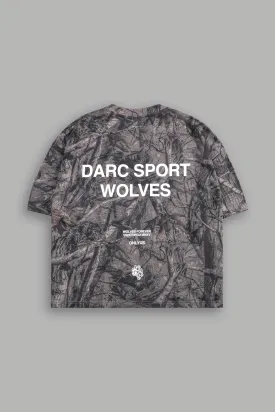 Darc Sport Wolves "Premium" Box Cut Tee in Driftwood Wolf Forest Camo