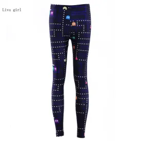 Digital Printed PAC MAN Sexy Leggings Activewear For Women