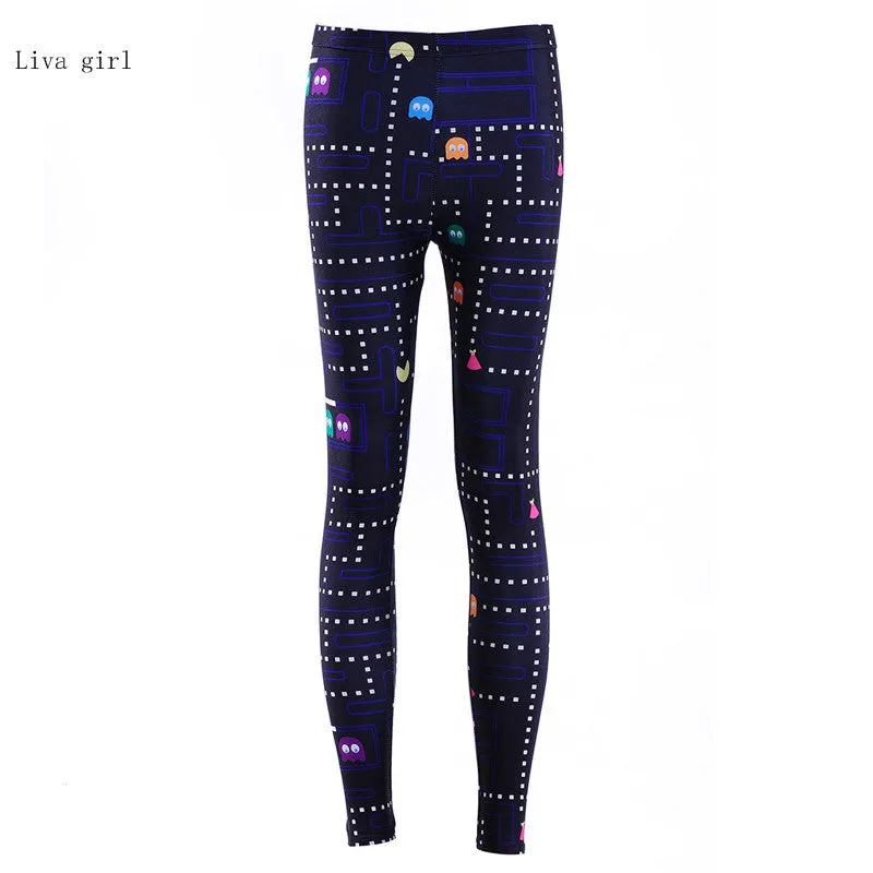 Digital Printed PAC MAN Sexy Leggings Activewear For Women