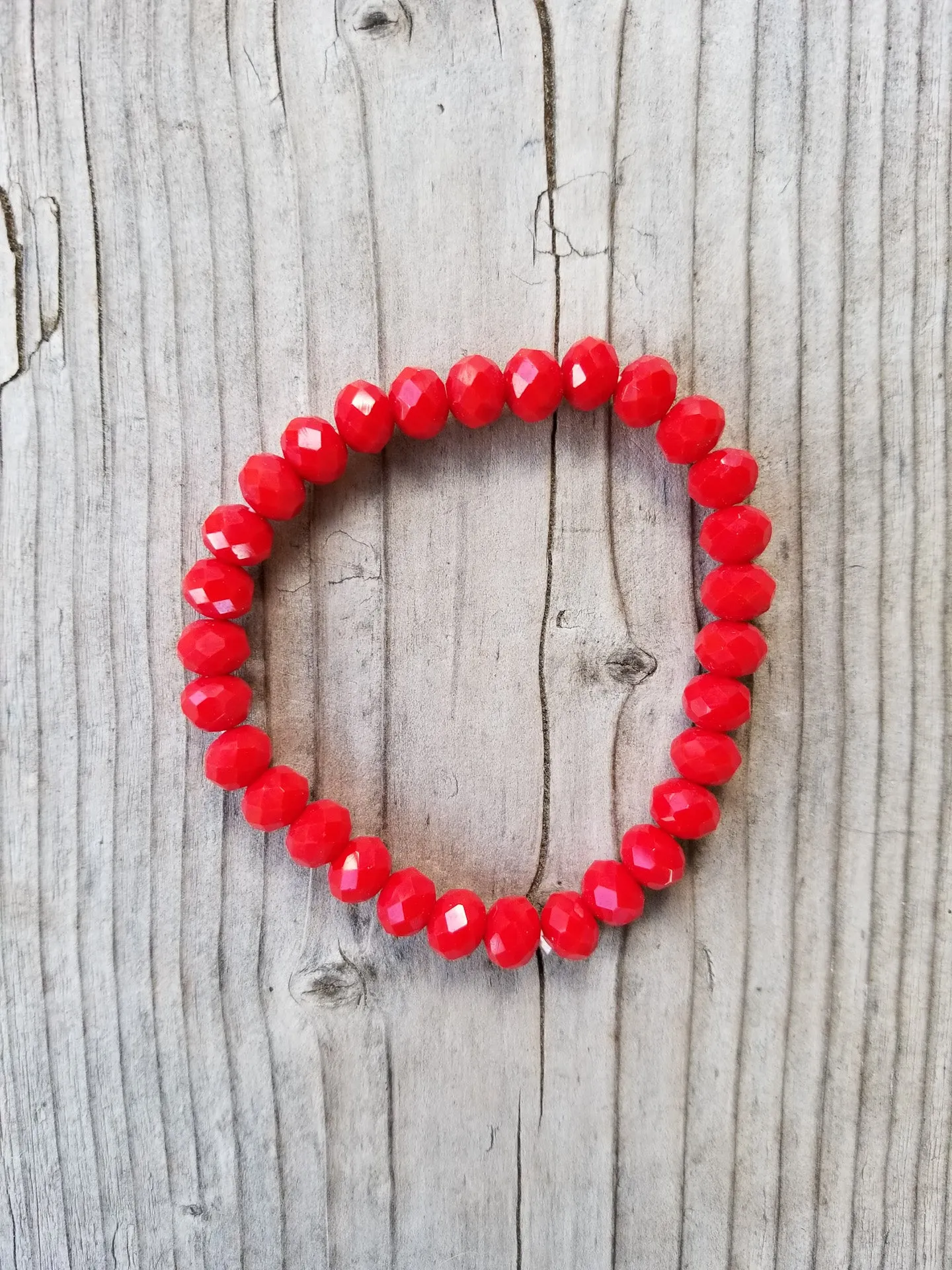 Faceted 7mm crystal beaded bracelet