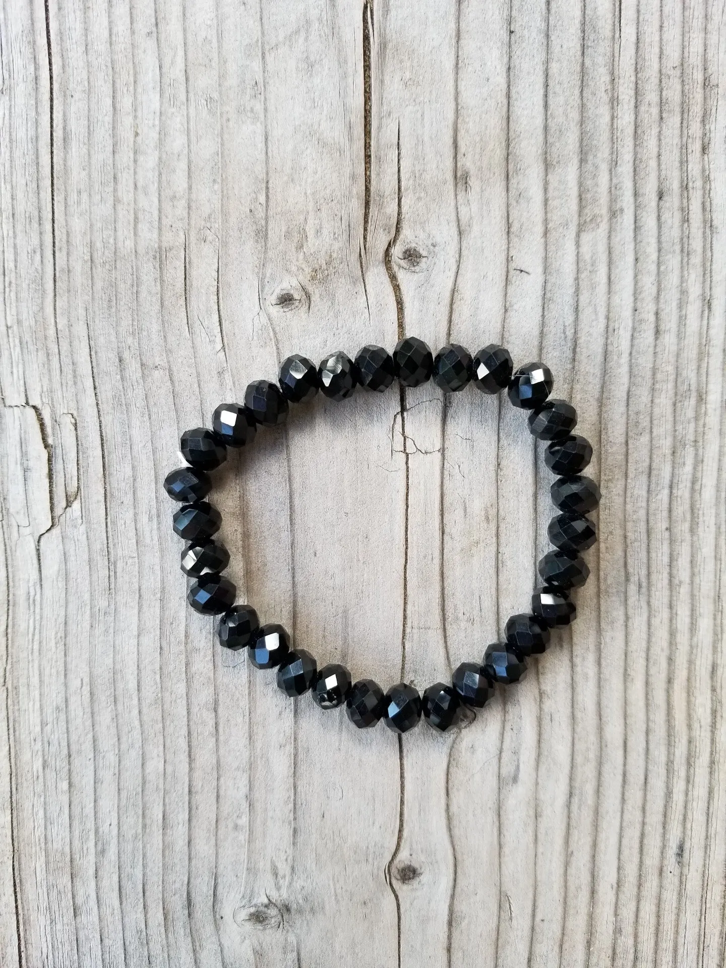 Faceted 7mm crystal beaded bracelet