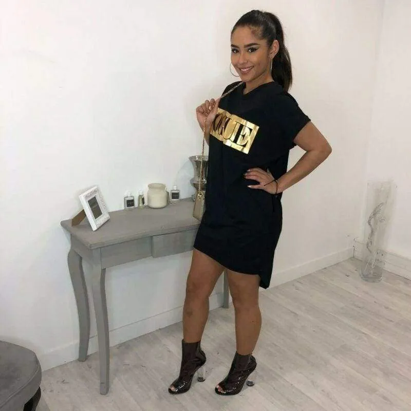 FashionSierra - Hot Women's Casual Summer Top Dress Short Sleeve VOGUE Tee Shirt Femme Party Loose Fashion Basic Shirt Dress