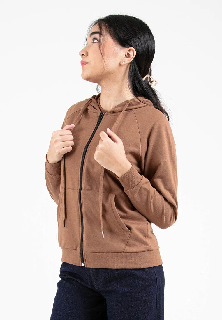 Forest Ladies Stretchable Sweatshirt Cotton Terry Hoodie Women Jacket | Jaket Perempuan - 830108
