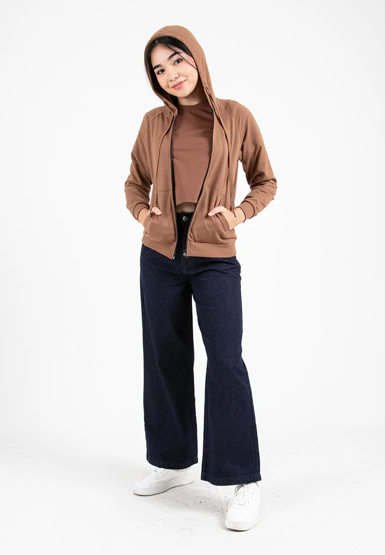 Forest Ladies Stretchable Sweatshirt Cotton Terry Hoodie Women Jacket | Jaket Perempuan - 830108