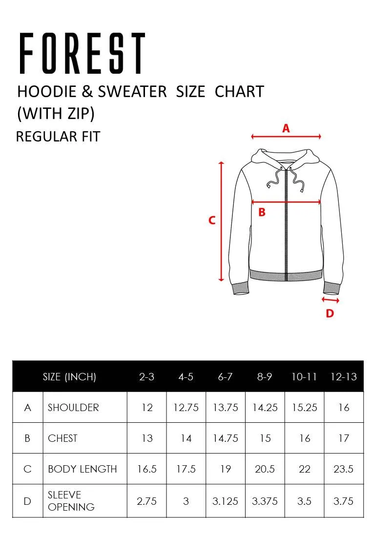 Forest Unisex Kids Stretchable Sweatshirt Cotton Terry Hoodie Kids Jacket | Jaket Budak - FK3000