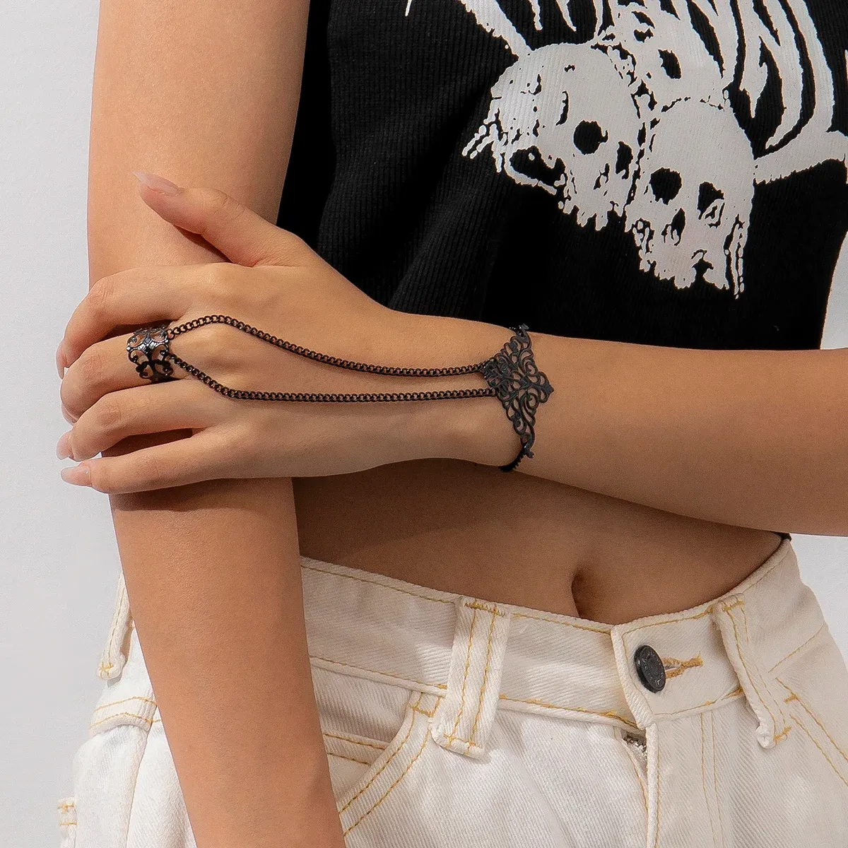 Gothic Diablo Cutout Cuff Bracelet