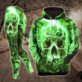 Green Gothic Smoke Skull Combo Hoodie and Leggings