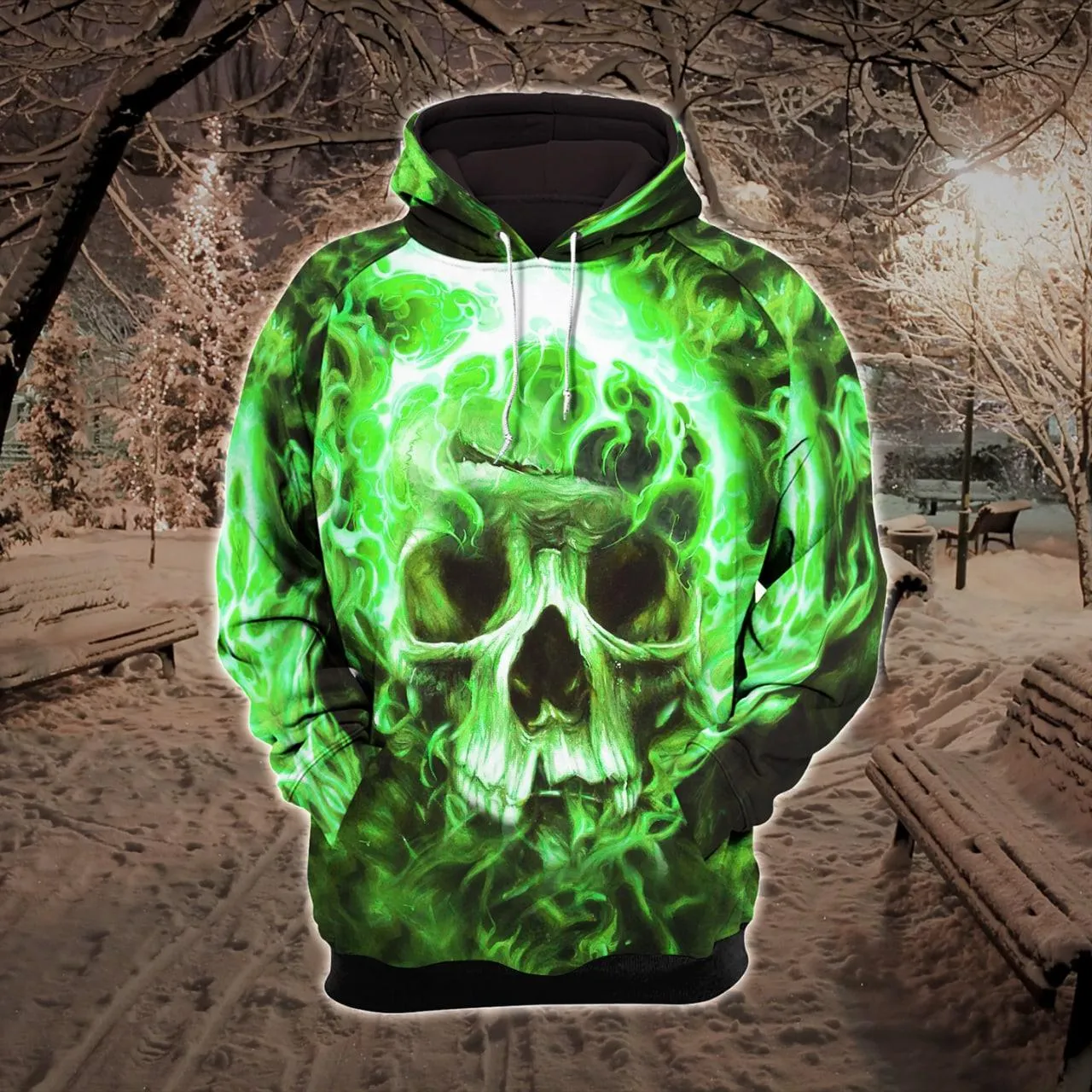 Green Gothic Smoke Skull Combo Hoodie and Leggings