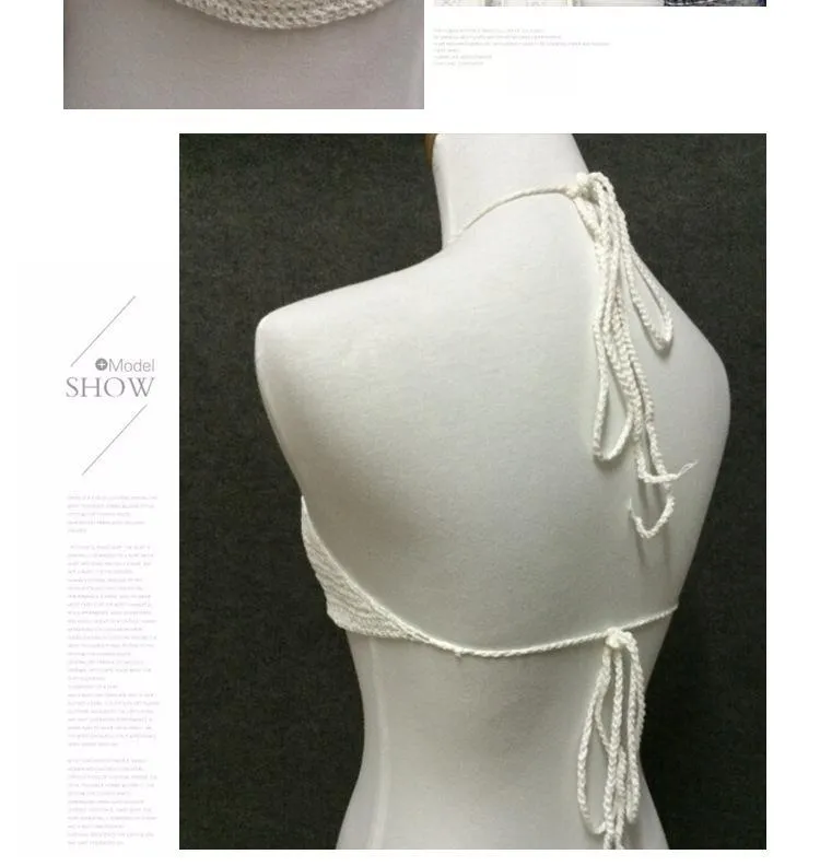 Hand-Knitted Swimsuit Beach Woven Vest Suspenders