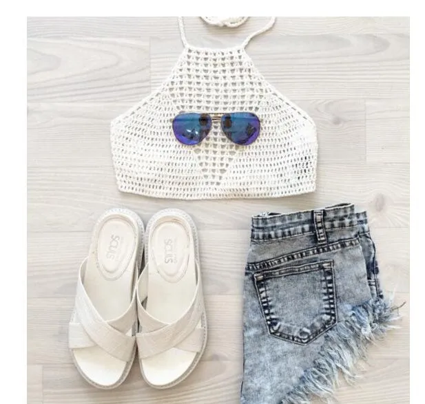 Hand-Knitted Swimsuit Beach Woven Vest Suspenders