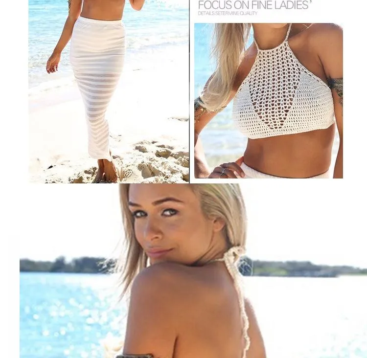 Hand-Knitted Swimsuit Beach Woven Vest Suspenders