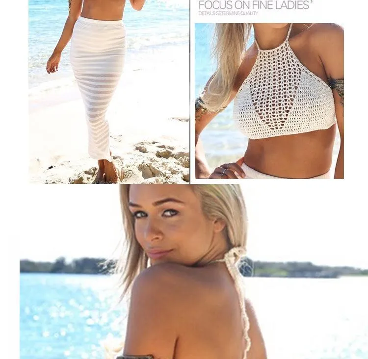 Hand-Knitted Swimsuit Beach Woven Vest Suspenders