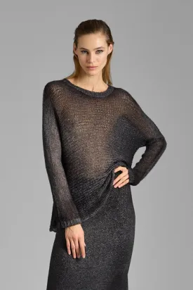 HAND PAINTED ROUND NECK PULLOVER HORIZONTAL STITCH